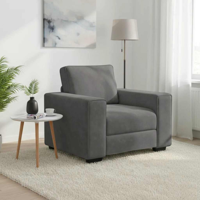 Sofa Fotel Ciemnoszary 100x77x82 cm Aksamit