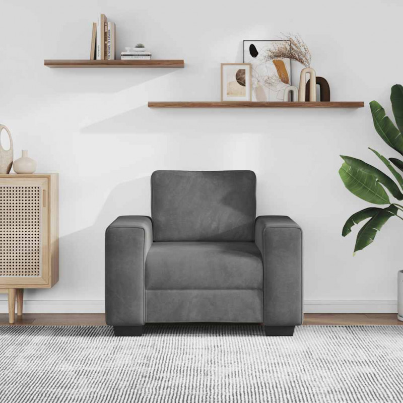 Sofa Fotel Ciemnoszary 100x77x82 cm Aksamit