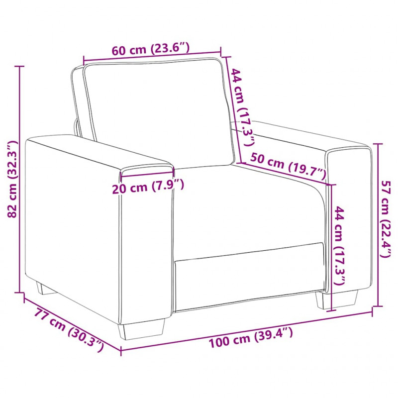 Sofa Fotel Ciemnoszary 100x77x82 cm Aksamit