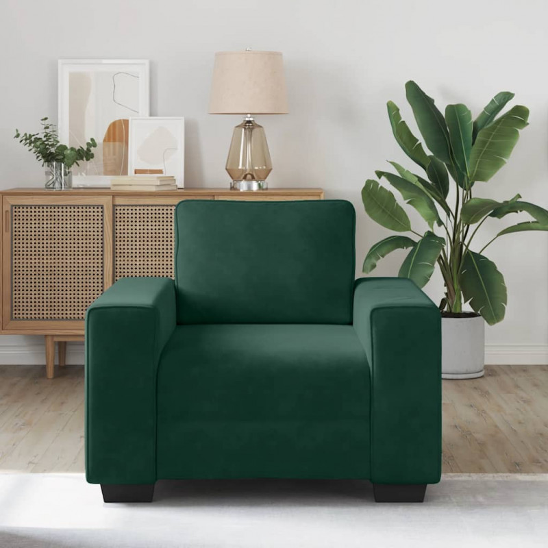 Sofa Fotel Ciemnozielony 100x77x82 cm Aksamit