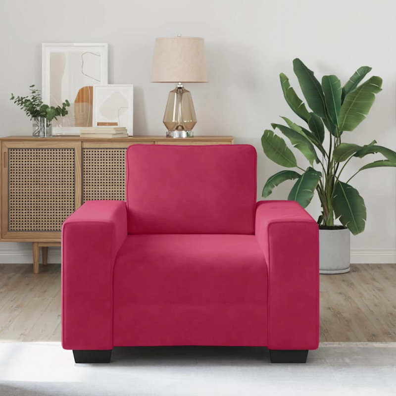 Sofa Fotel Wino Czerwone 100x77x82 cm Aksamit