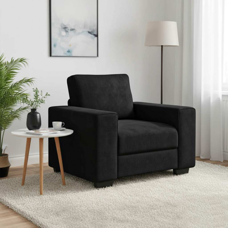 Sofa Fotel Czarny 100x77x82 cm Aksamit