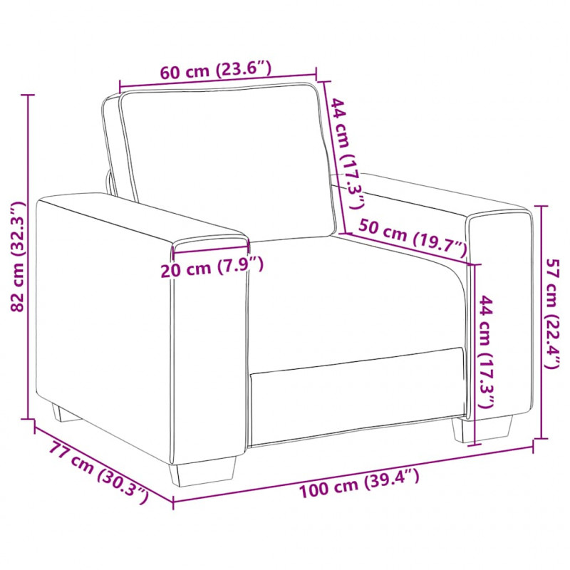 Sofa Fotel Brązowy 100x77x82 cm Aksamit