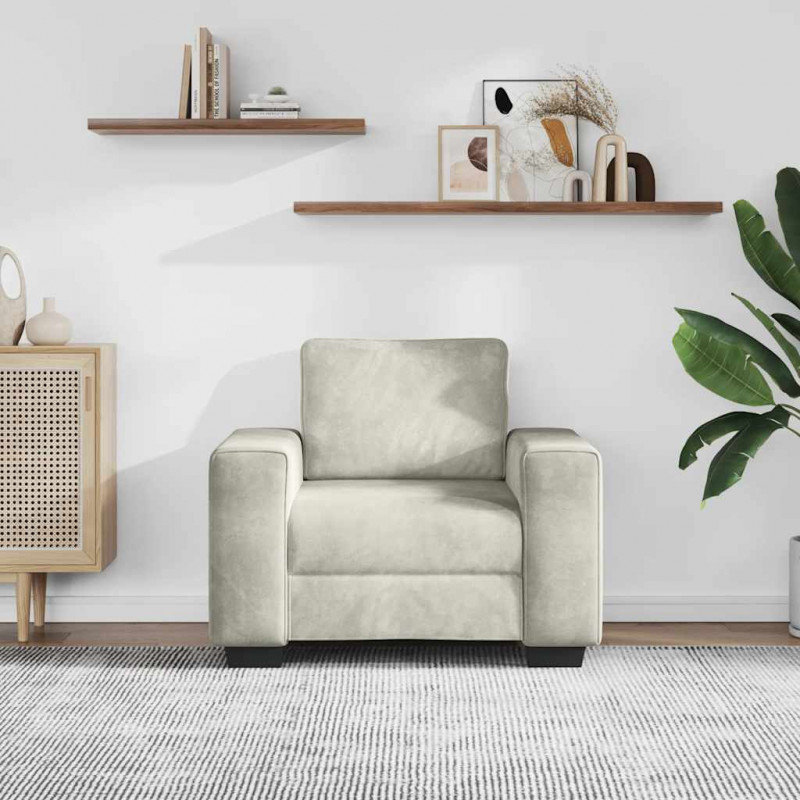 Sofa Fotel Kremowy 100x77x82 cm Aksamit