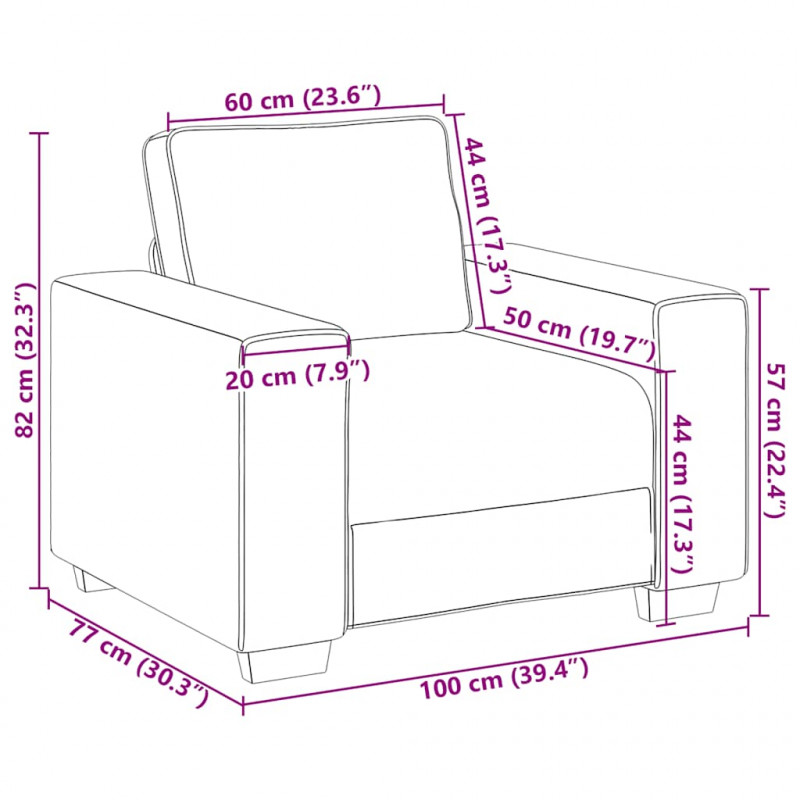 Sofa Fotel Niebieski 100x77x82 cm Aksamit