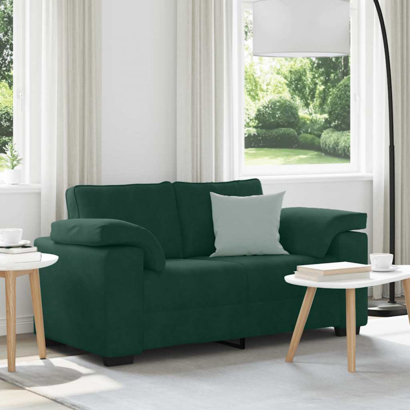 Sofa dwuosobowa, ciemnozielona, 160x77x82 cm, aksamit