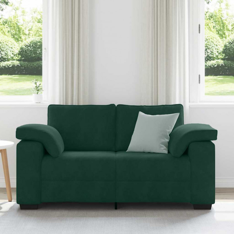 Sofa dwuosobowa, ciemnozielona, 160x77x82 cm, aksamit