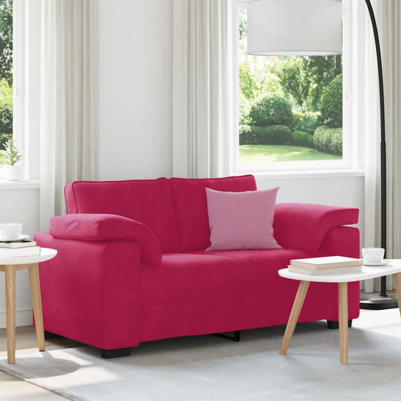 Sofa dwuosobowa, wino czerwone, 160x77x82 cm, aksamit