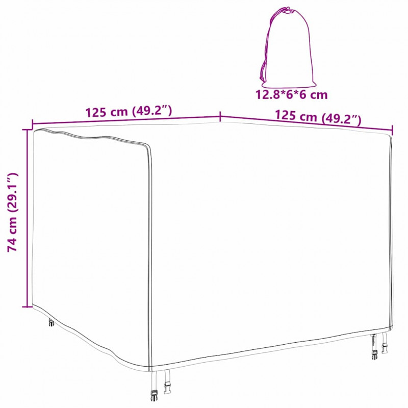 Pokrowiec na meble Czarny 125 x 125 x 74 cm Tkanina Oxford 210D