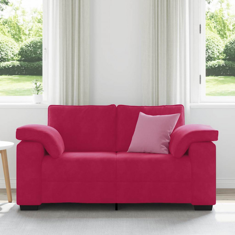 Sofa dwuosobowa, wino czerwone, 160x77x82 cm, aksamit