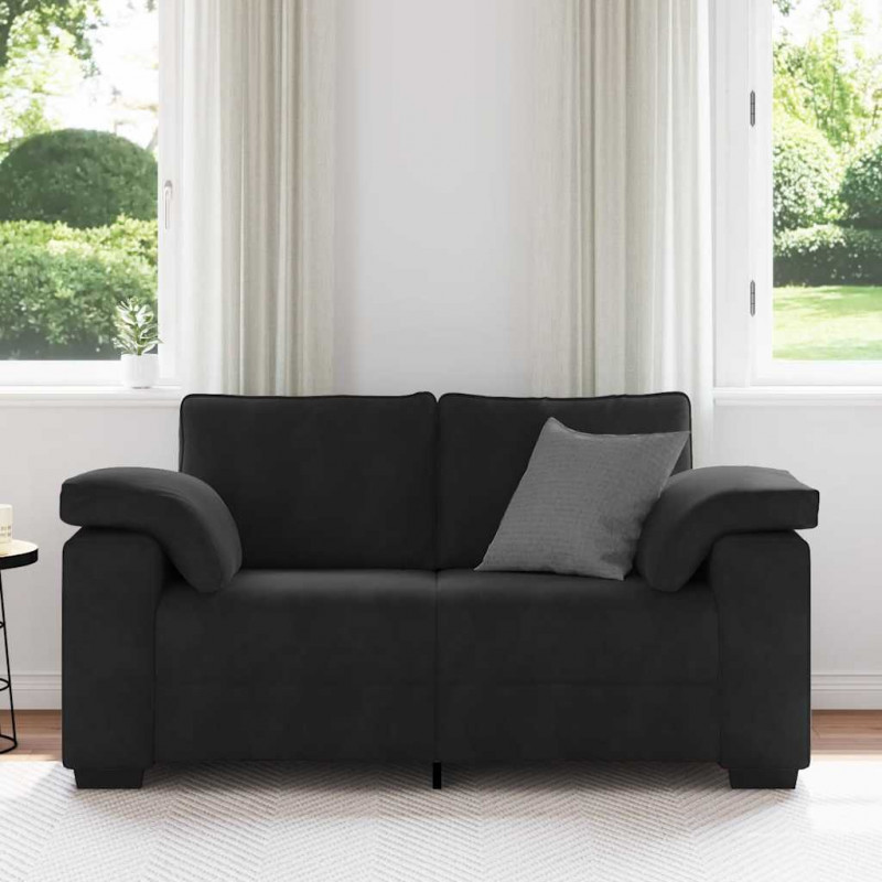Sofa dwuosobowa czarna 160x77x82 cm aksamitna