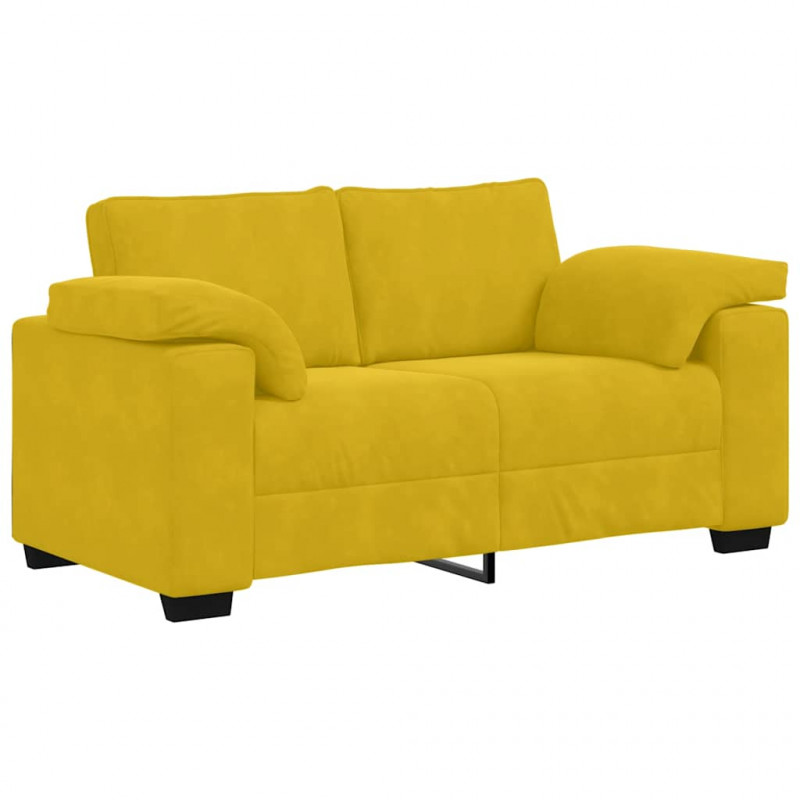 Sofa dwuosobowa, żółta, 160x77x82 cm, aksamit