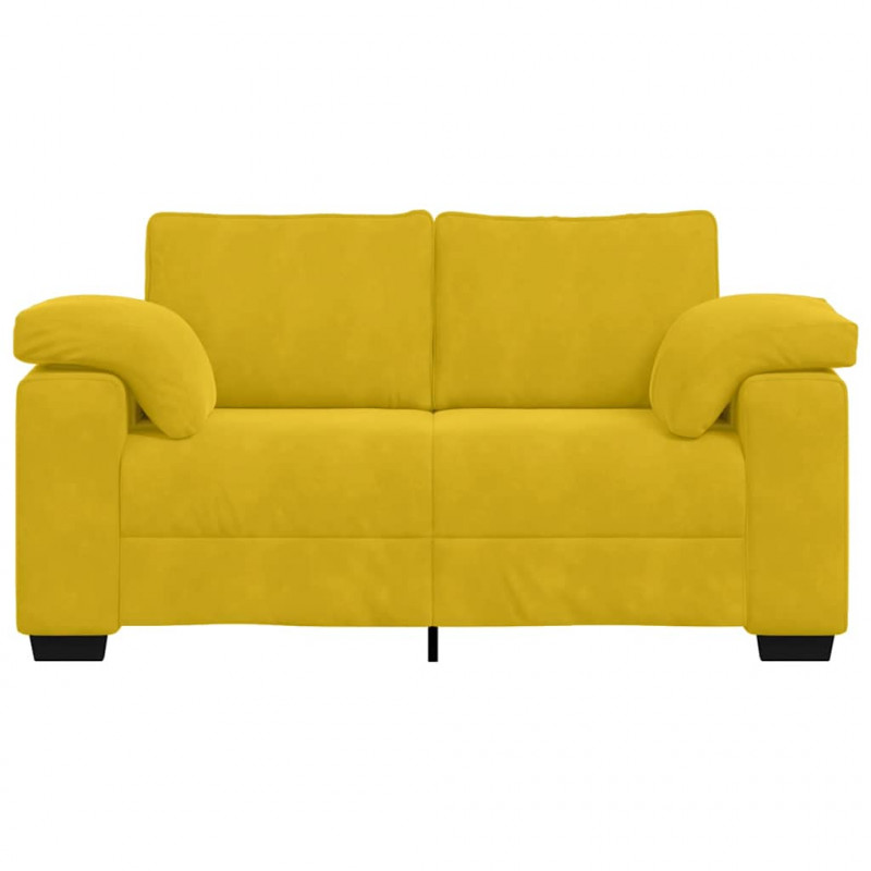 Sofa dwuosobowa, żółta, 160x77x82 cm, aksamit
