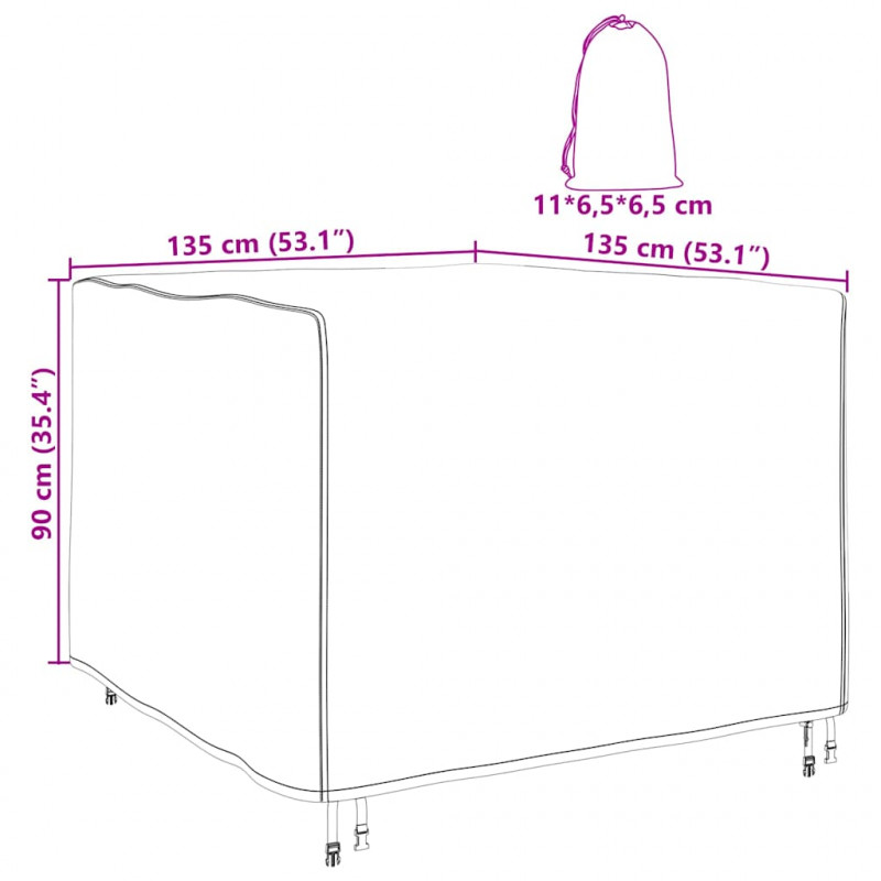 Pokrowiec na meble Czarny 135 x 135 x 90 cm Tkanina Oxford 210D