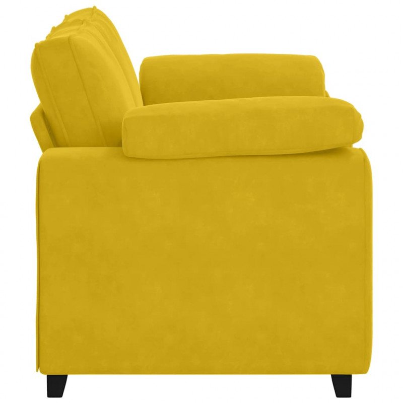 Sofa dwuosobowa, żółta, 160x77x82 cm, aksamit