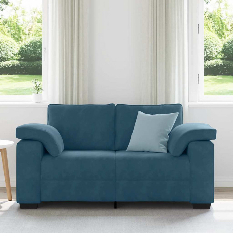 Sofa dwuosobowa, niebieska, 160x77x82 cm, aksamit