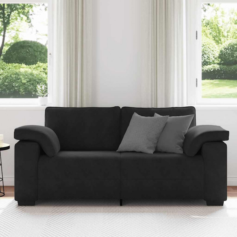 Sofa dwuosobowa czarna 180x77x82 cm aksamitna