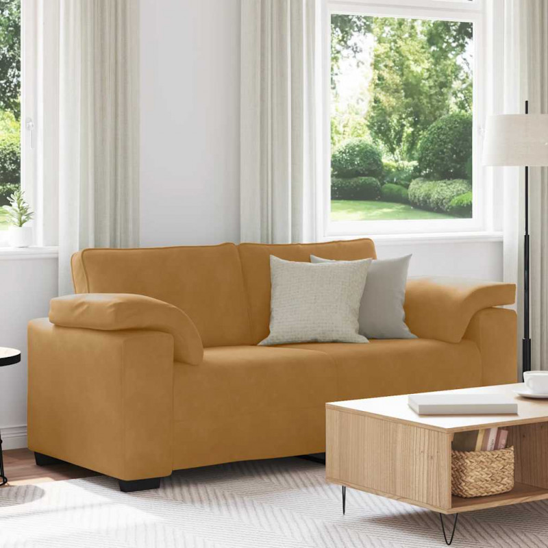 Sofa dwuosobowa, brązowa, 180x77x82 cm, aksamit