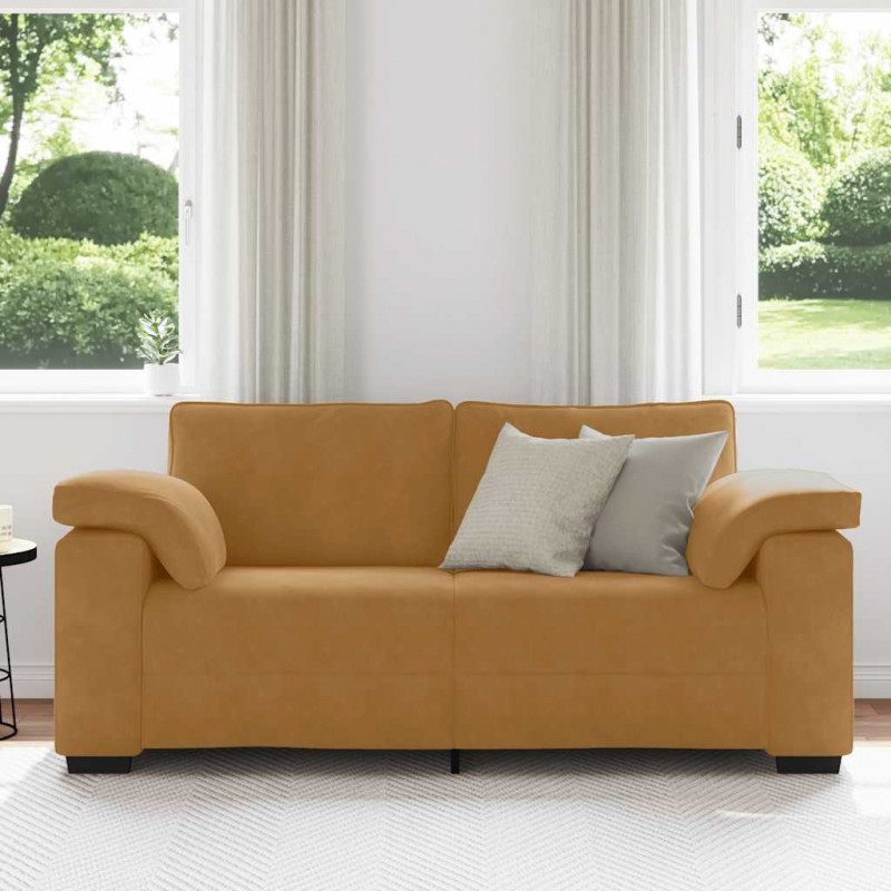 Sofa dwuosobowa, brązowa, 180x77x82 cm, aksamit