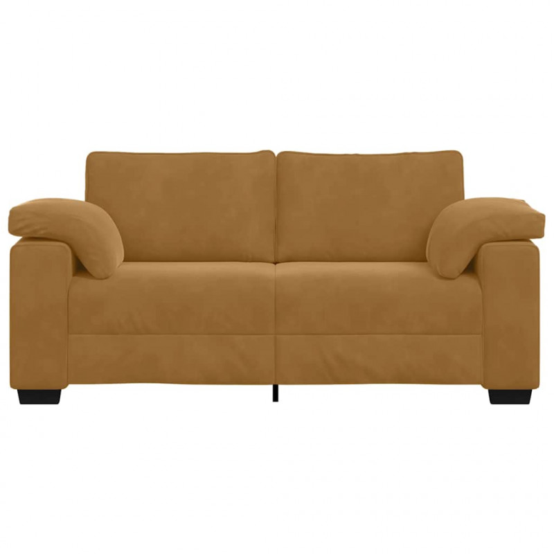Sofa dwuosobowa, brązowa, 180x77x82 cm, aksamit