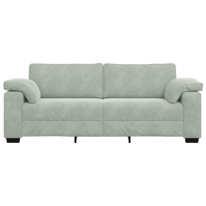 Sofa 3-osobowa, jasnoszara, 220x77x82 cm, tapicerowana aksamitem