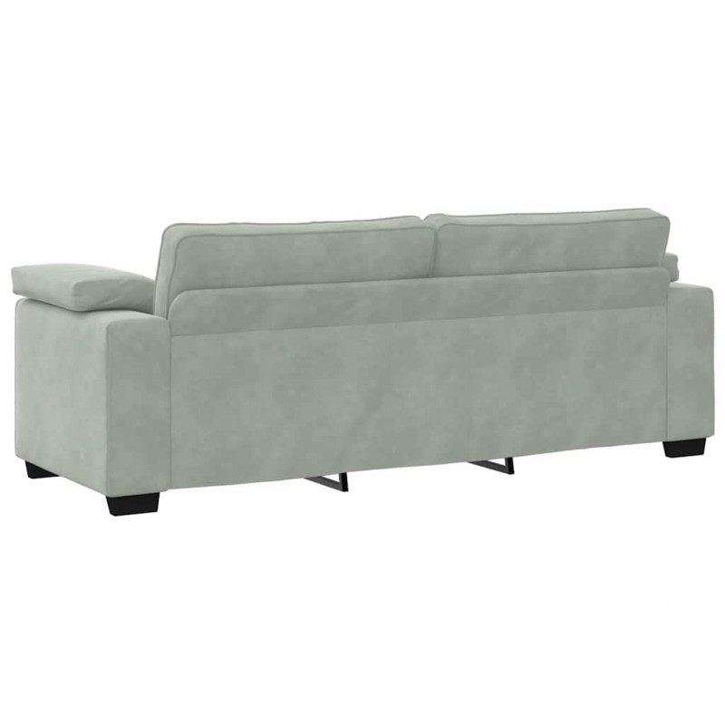 Sofa 3-osobowa, jasnoszara, 220x77x82 cm, tapicerowana aksamitem