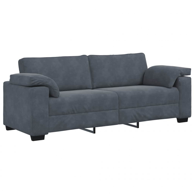 Sofa 3-osobowa, ciemnoszara, 220x77x82 cm, obita aksamitem