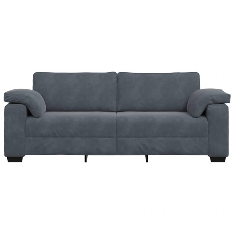 Sofa 3-osobowa, ciemnoszara, 220x77x82 cm, obita aksamitem