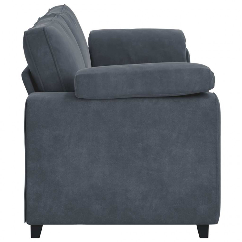 Sofa 3-osobowa, ciemnoszara, 220x77x82 cm, obita aksamitem