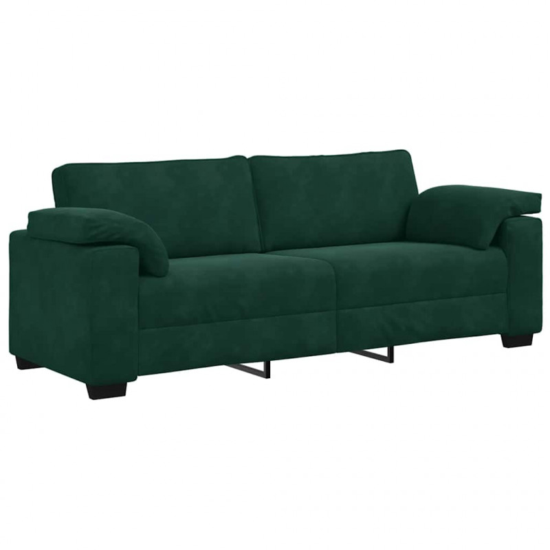Sofa 3-osobowa, ciemnozielona, 220x77x82 cm, aksamit