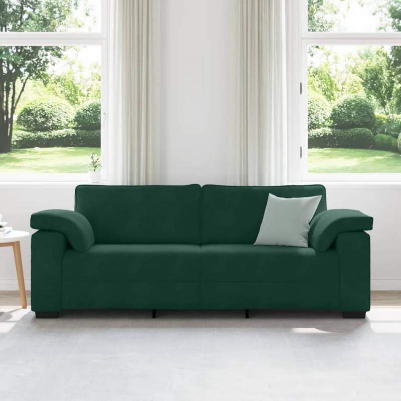 Sofa 3-osobowa, ciemnozielona, 220x77x82 cm, aksamit