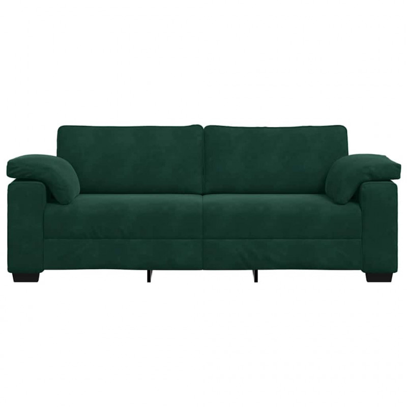 Sofa 3-osobowa, ciemnozielona, 220x77x82 cm, aksamit