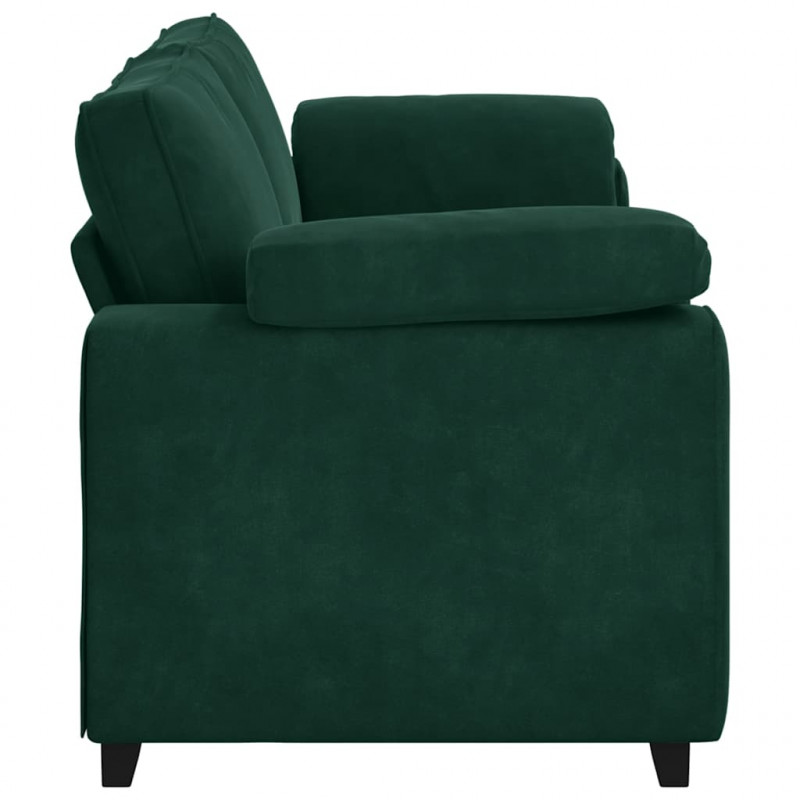 Sofa 3-osobowa, ciemnozielona, 220x77x82 cm, aksamit