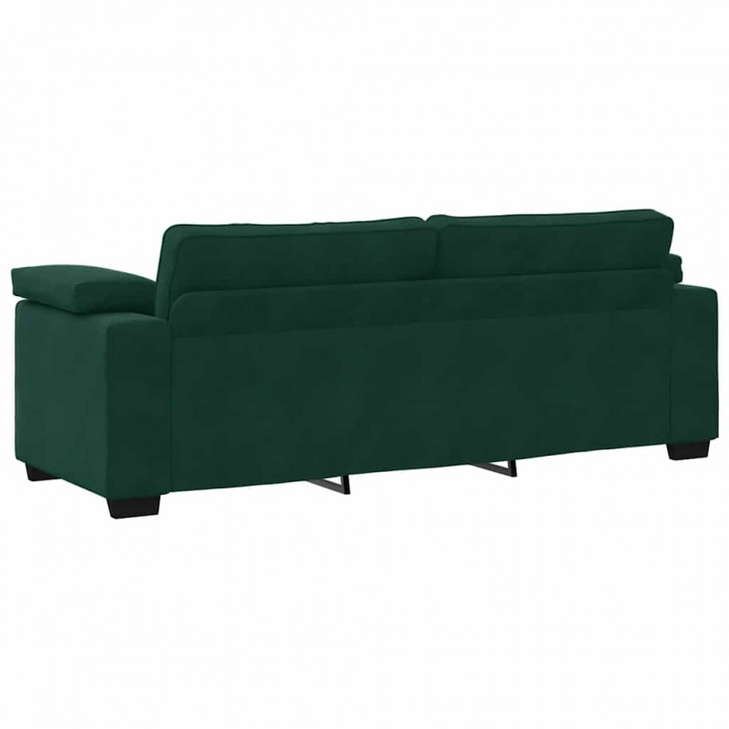 Sofa 3-osobowa, ciemnozielona, 220x77x82 cm, aksamit