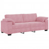 Sofa 3-osobowa, różowa, 220x77x82 cm, aksamit