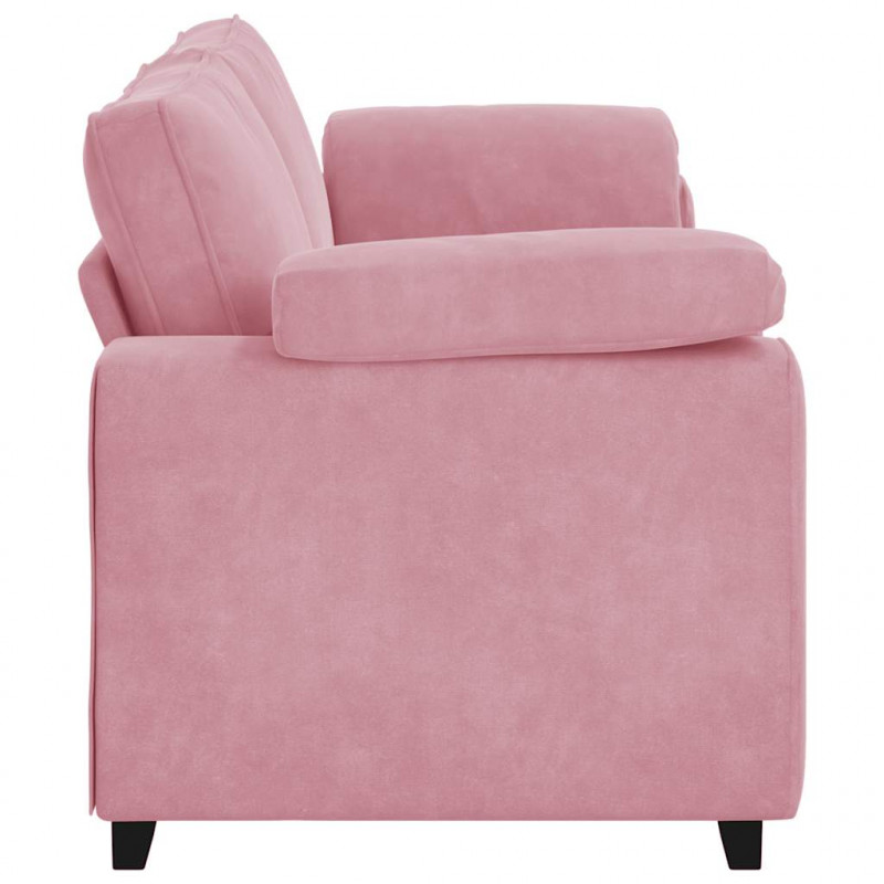 Sofa 3-osobowa, różowa, 220x77x82 cm, aksamit