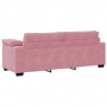 Sofa 3-osobowa, różowa, 220x77x82 cm, aksamit