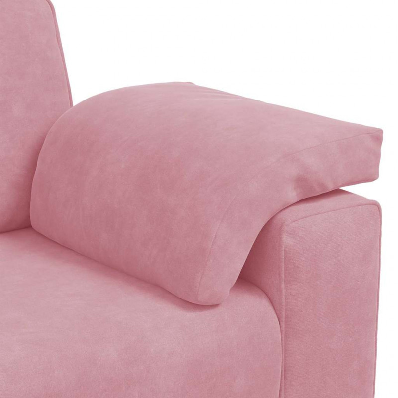 Sofa 3-osobowa, różowa, 220x77x82 cm, aksamit