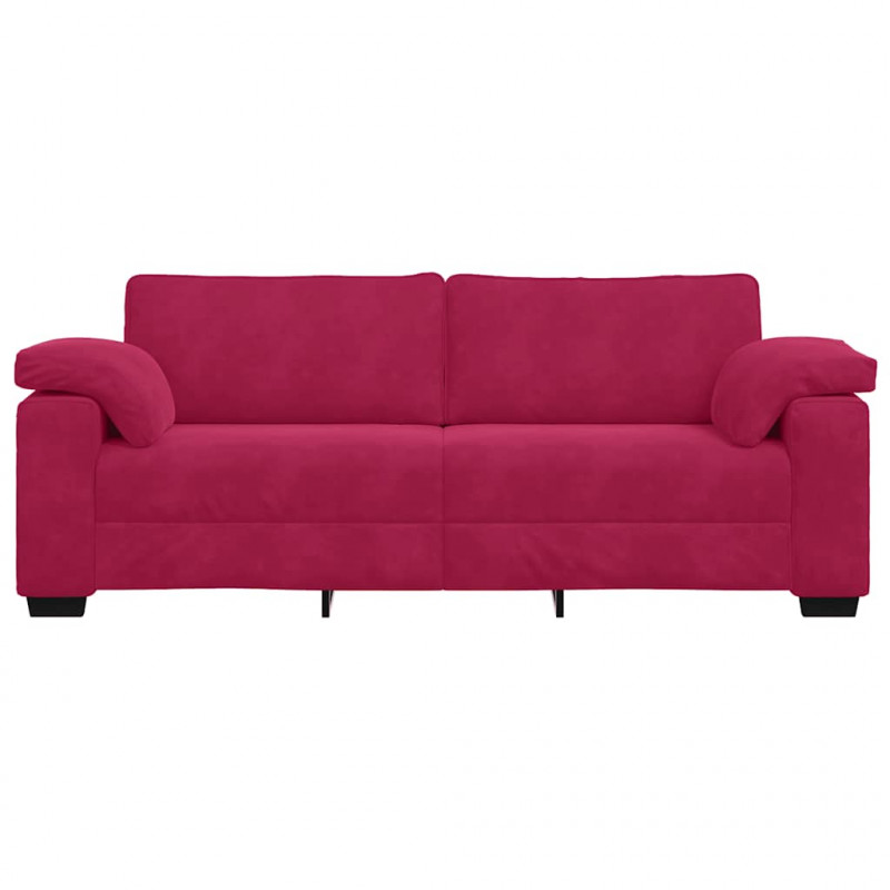 Sofa 3-osobowa, kolorze czerwonego wina, 220x77x82 cm, aksamit