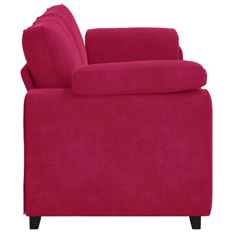 Sofa 3-osobowa, kolorze czerwonego wina, 220x77x82 cm, aksamit