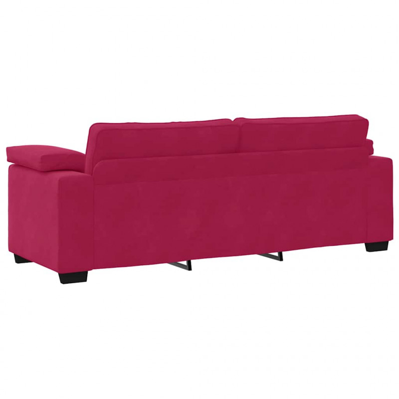 Sofa 3-osobowa, kolorze czerwonego wina, 220x77x82 cm, aksamit