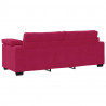 Sofa 3-osobowa, kolorze czerwonego wina, 220x77x82 cm, aksamit