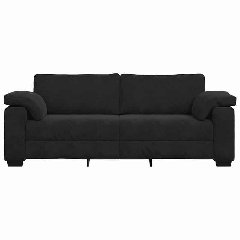 Sofa 3-osobowa, czarny, 220x77x82 cm, tapicerowana aksamitem