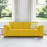 Sofa 3-osobowa, żółta, 220x77x82 cm, aksamit