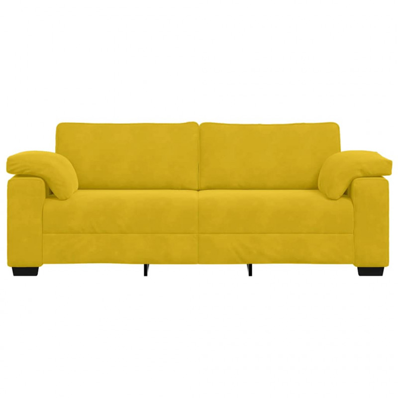 Sofa 3-osobowa, żółta, 220x77x82 cm, aksamit