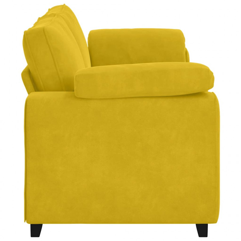 Sofa 3-osobowa, żółta, 220x77x82 cm, aksamit