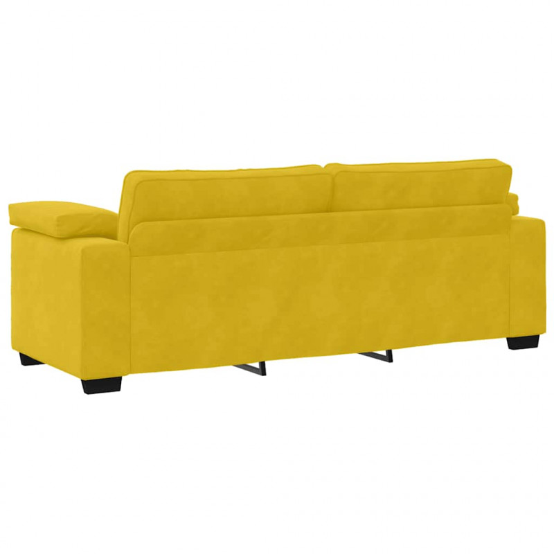 Sofa 3-osobowa, żółta, 220x77x82 cm, aksamit