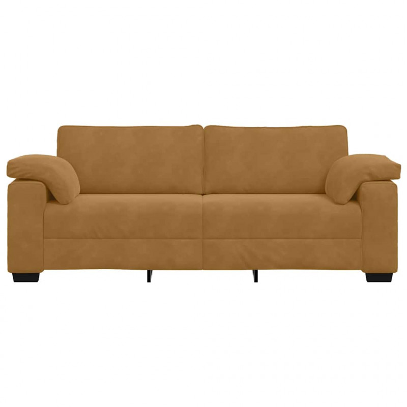 Sofa 3-osobowa, brązowa, 220x77x82 cm, aksamit