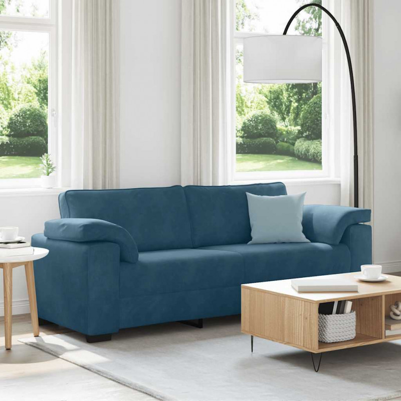Sofa 3-osobowa, niebieska 220x77x82 cm, aksamit