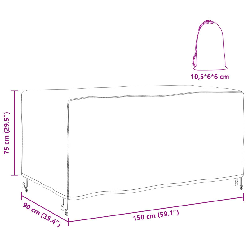 Pokrowiec na meble Gładki Czarny 150 x 90 x 75 cm 600D